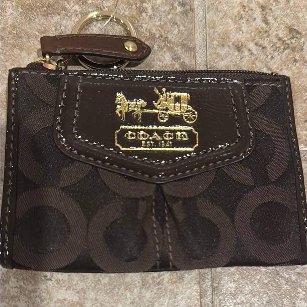 Coach Dark Brown ID Zip Top Case